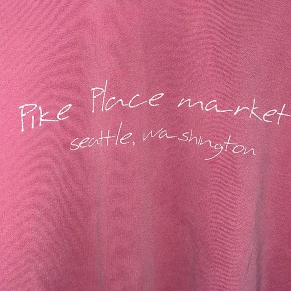 Authentic Pigment Pink Pike Place Market Seattle, Washington Crewneck Sweatshirt - Picture 4 of 7